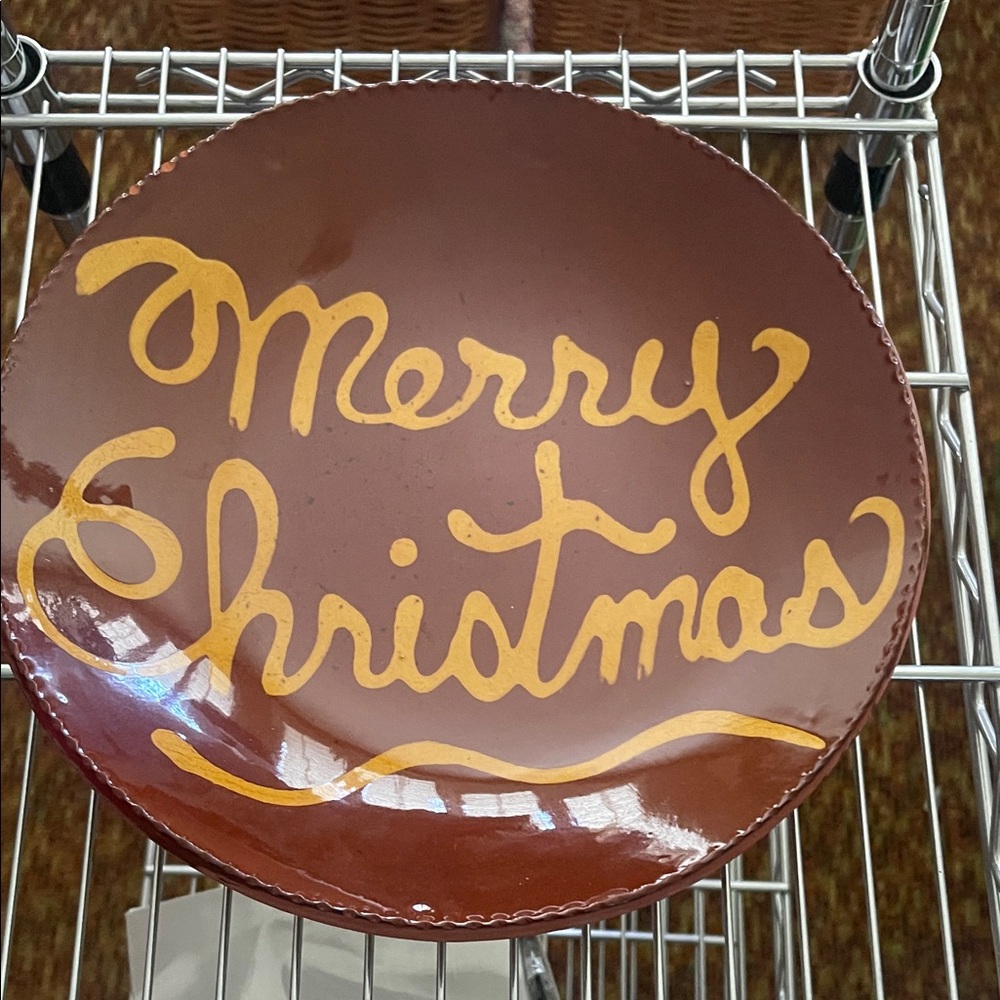 Brown and Gold Merry Christmas Plate